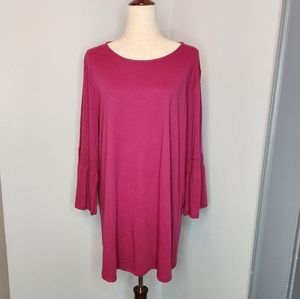 J.Jill pink plus sz 2X top Pullover shirt flared sleeve scoop neck womens top